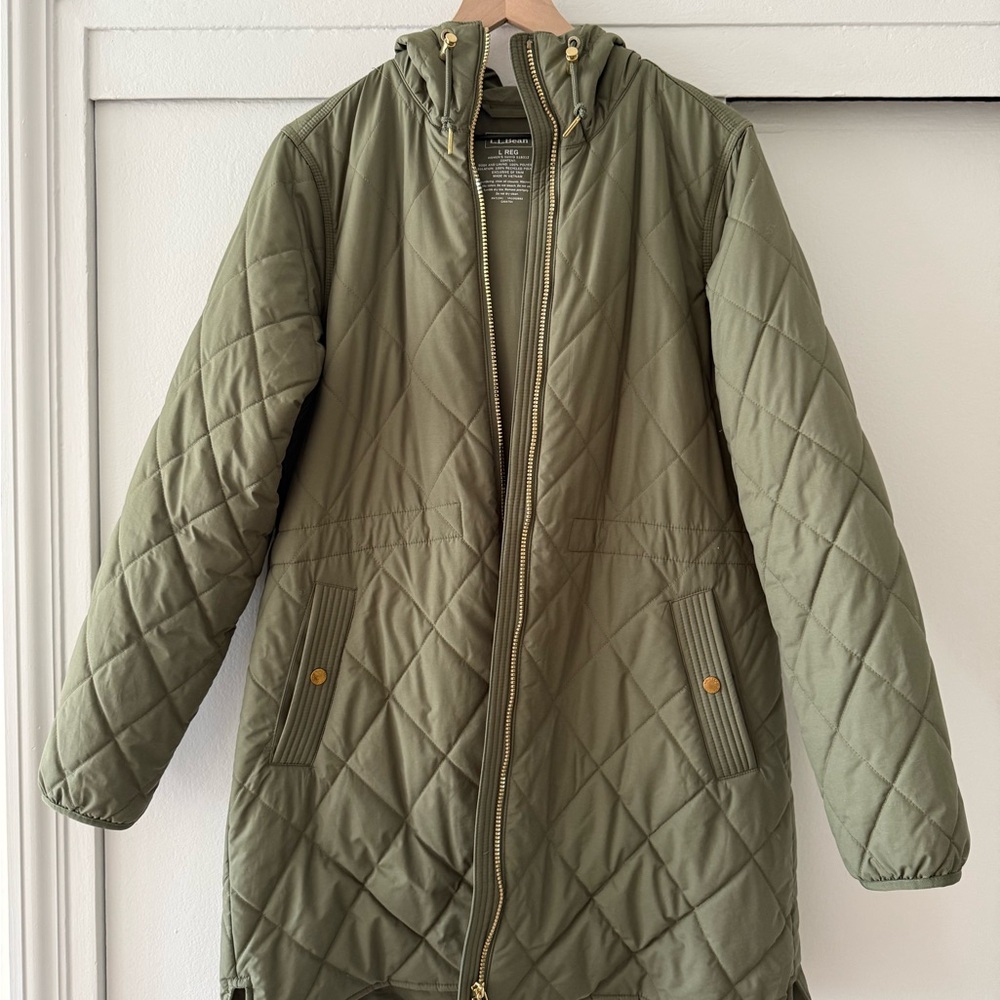 L.L. Bean Quilted Olive Green Coat